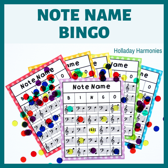 Note Name Bingo: Identify Treble Clef and Bass Clef Pitches