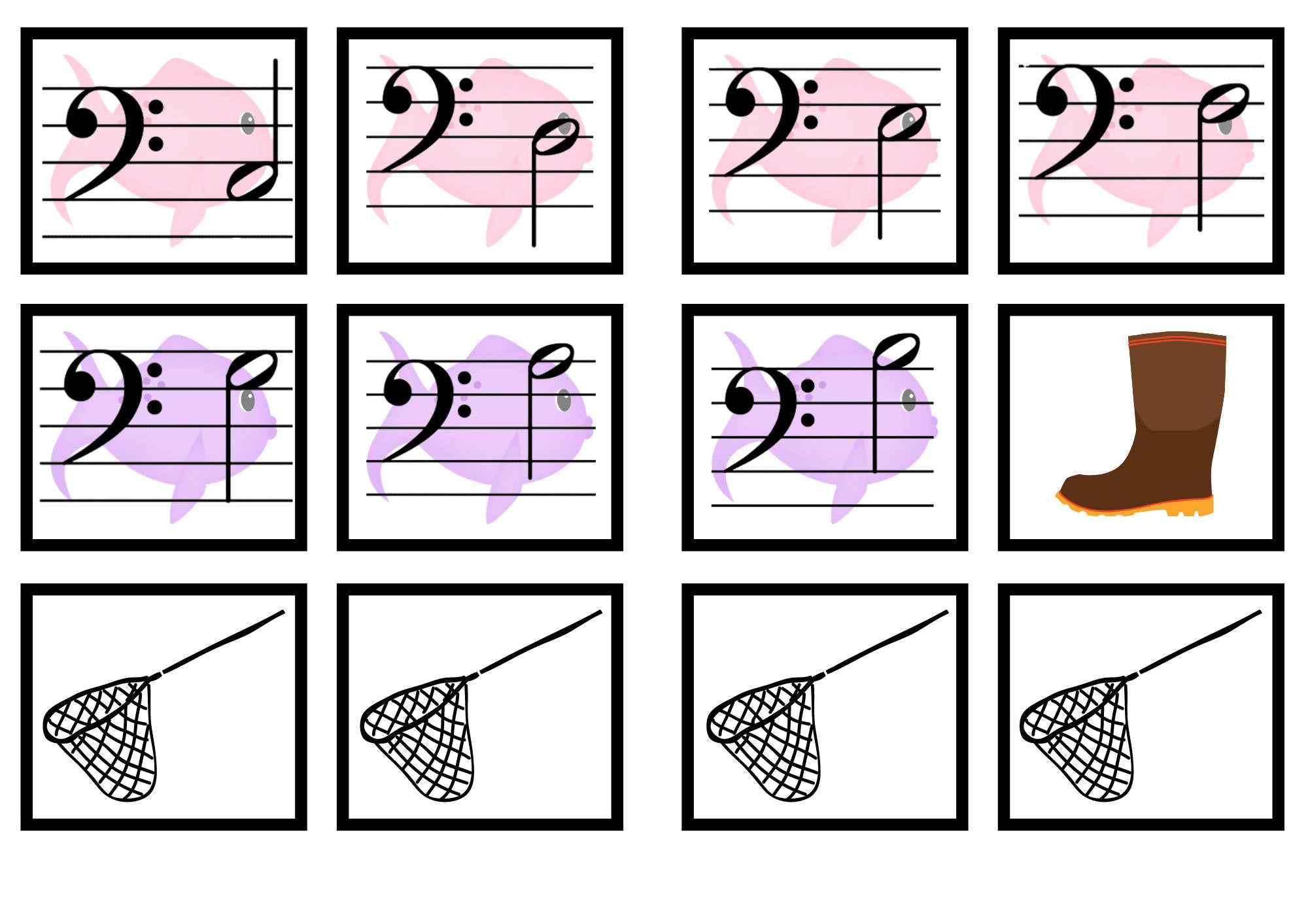 Note Recognization Game Fishing For Pairs | Note Recognition Game – Music Teacher Resources