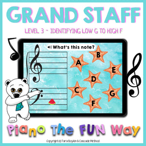 Boom Cards: Grand Staff Level 3 Summer Edition