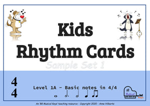 Rhythm Flashcards - Digital & Printable – Free SAMPLE Level 1 – Distance Learning Friendly