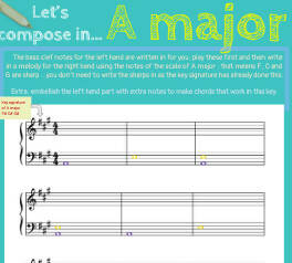 Fun composing activity in A major