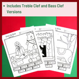 Christmas Themed Color by Note - Treble Clef and Bass Clef