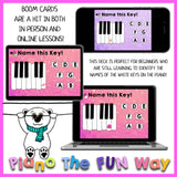 Boom Cards: Valentine Piano Keys - White Piano Key Note Recognition for Beginners