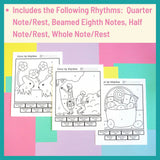 Easter Themed Color by Rhythm Worksheets