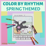 Spring Themed Color by Rhythm Worksheets | Springtime Music Activities