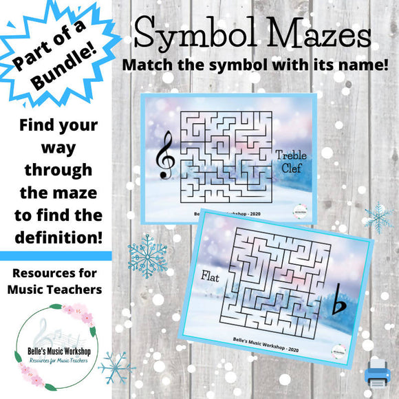 Musical Symbols Mazes - Winter Themed