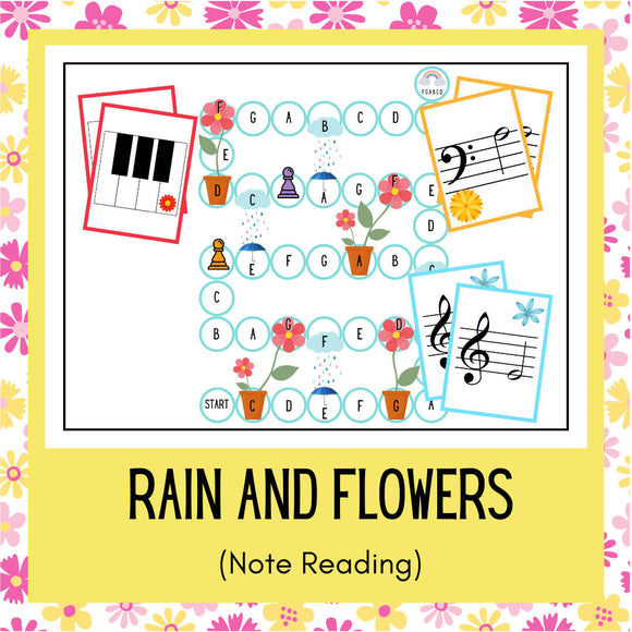Rain and Flowers | Note Reading (Piano Notes, Treble Clef, Bass Clef) Game