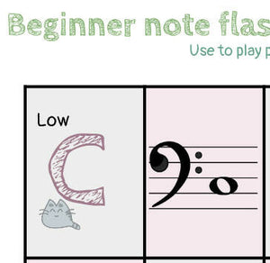 Beginner note card game / flash cards bass clef