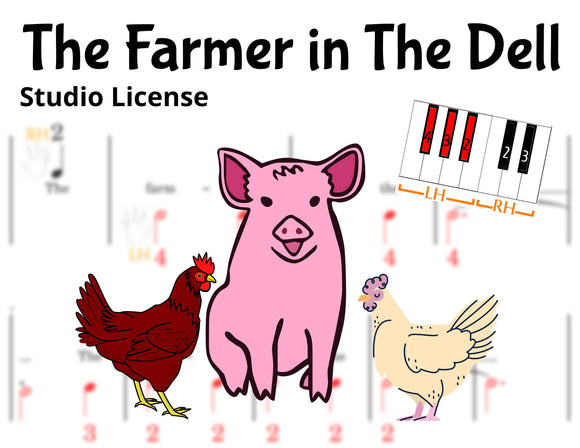 The Farmer in the Dell - Pre-staff Finger Number Notation on the Black Keys - STUDIO LICENSE