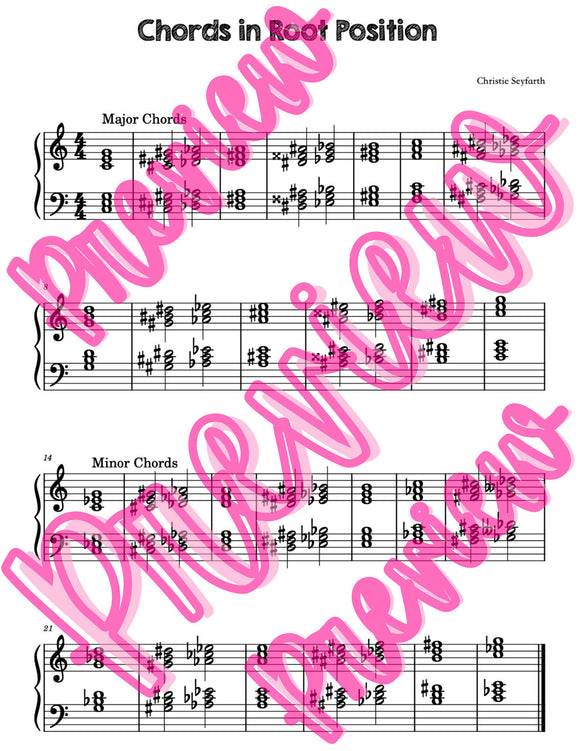Major & Minor Chords Practice Sheet