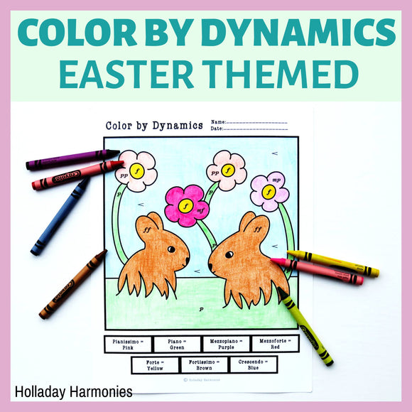 Easter Themed Color by Dynamics Worksheets | Music Dynamics Activities