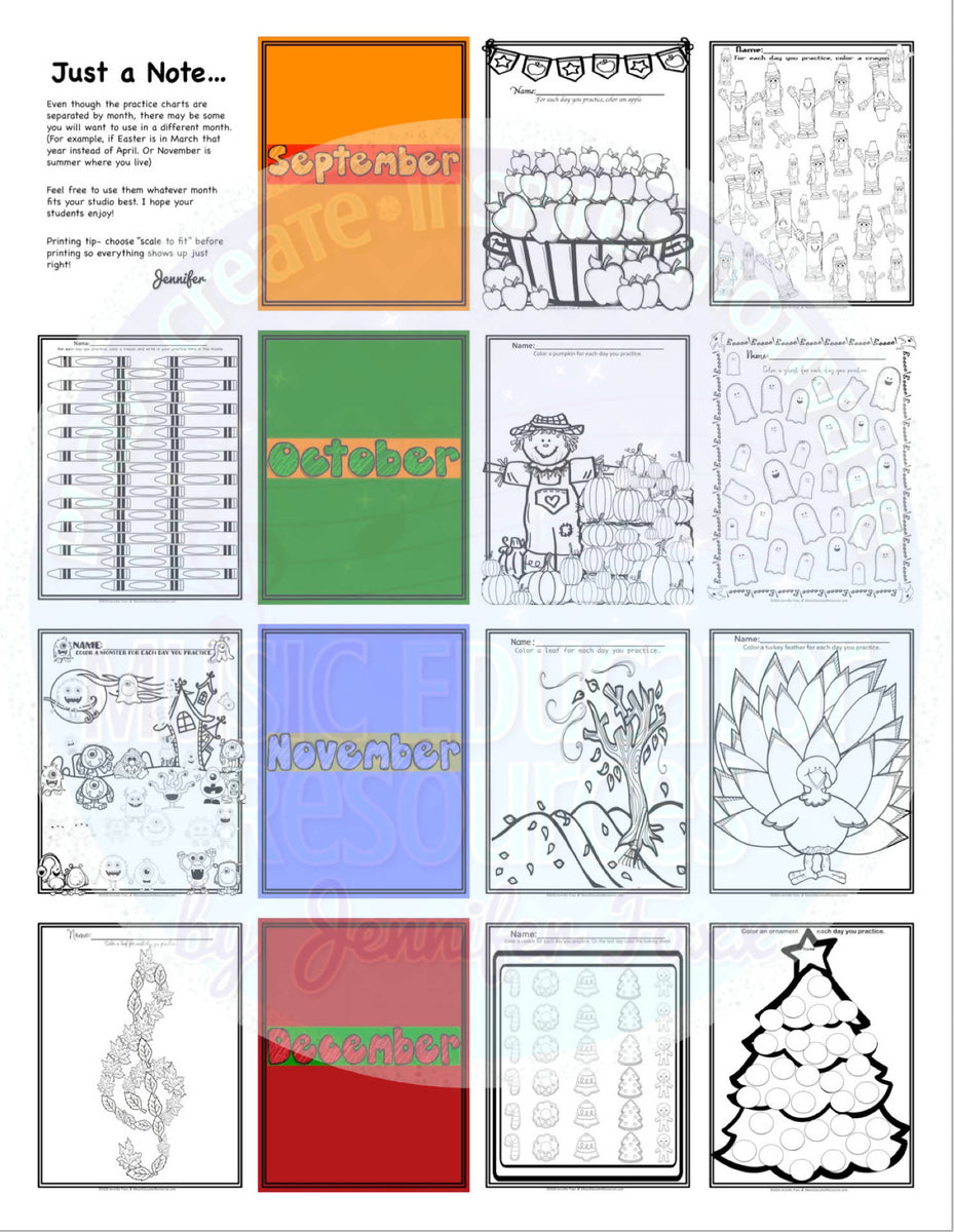 Practice Charts | Reproducible – Music Teacher Resources