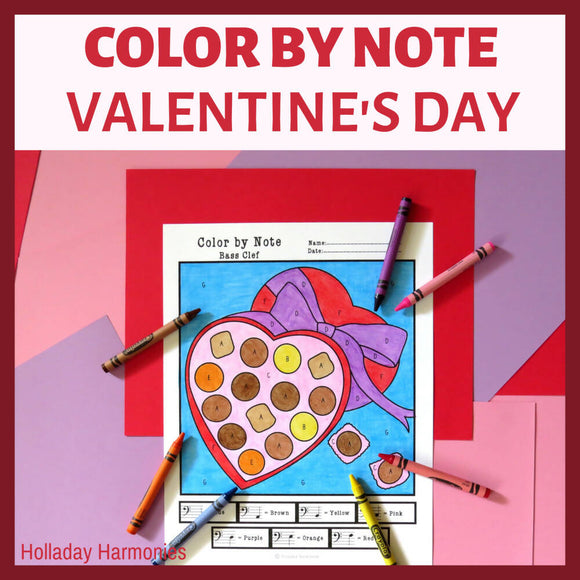Valentine's Day Themed Color by Note - Treble Clef and Bass Clef