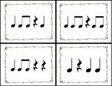 Four Beat Rhythm Flashcards - Quarter Note, Quarter Rest, and Eighth Notes