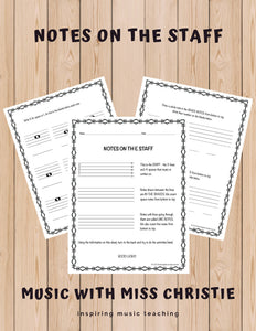 Notes on the Staff Worksheets