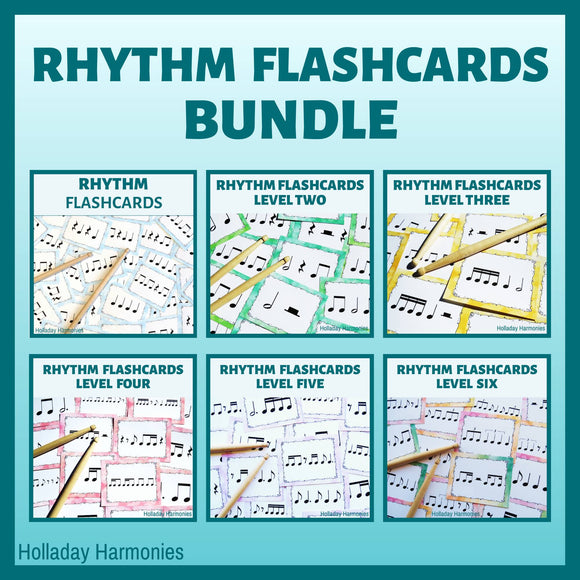 Four Beat Rhythm Music Flashcards BUNDLE | Levels One - Six