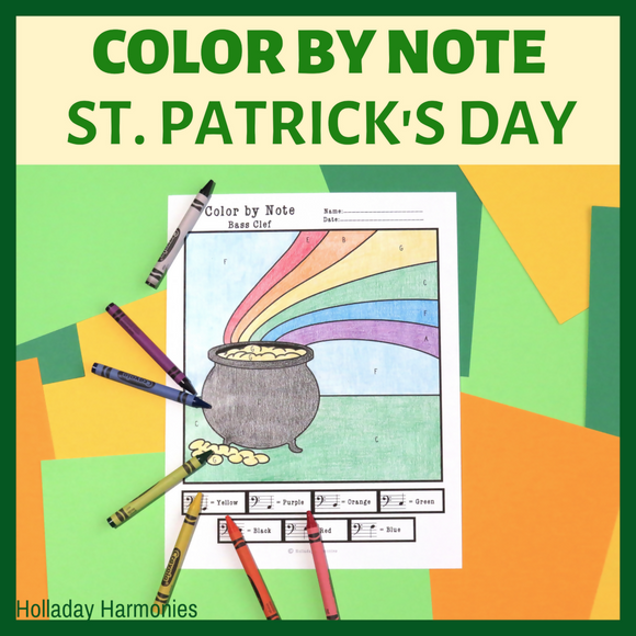 St. Patrick’s Day Themed Color by Note - Treble Clef and Bass Clef