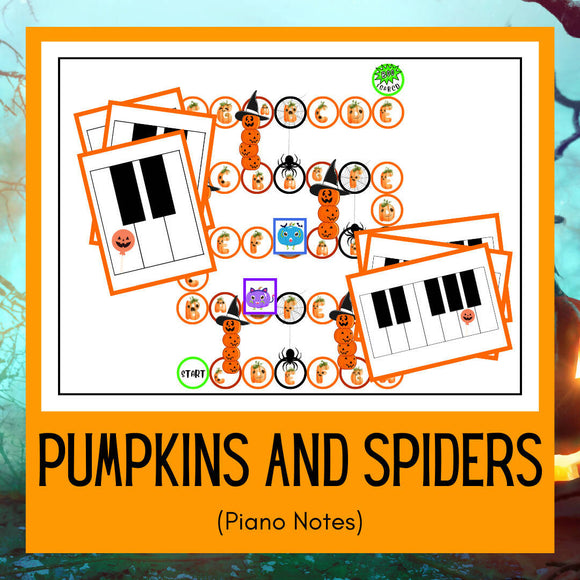 Pumpkins and Spiders | Piano Notes Game