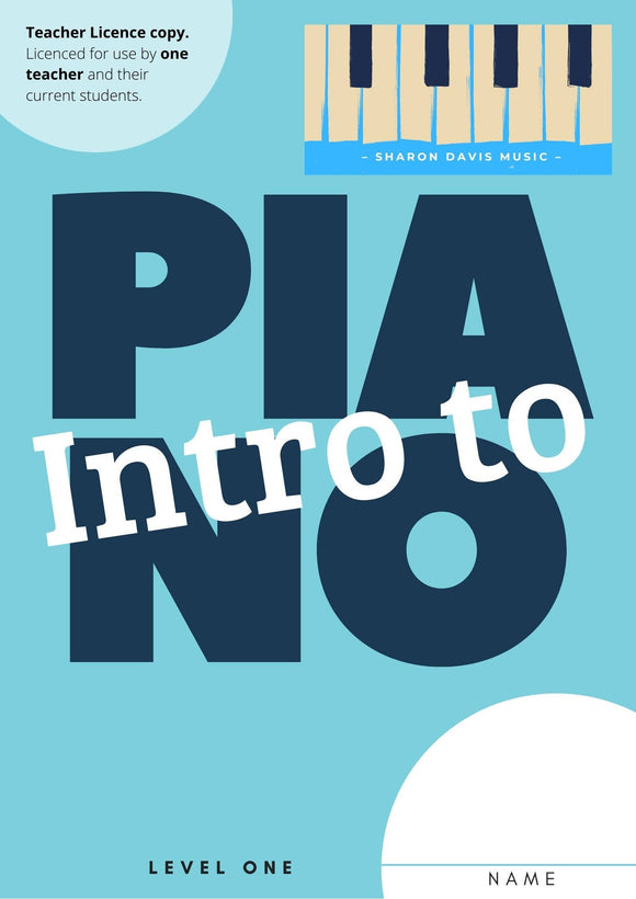 Intro to Piano Level 1 - Teacher licence. A4 paper size Digital Download
