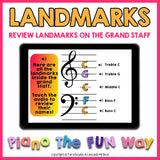 Boom Cards: Landmarks - Review Landmarks On The Grand Staff