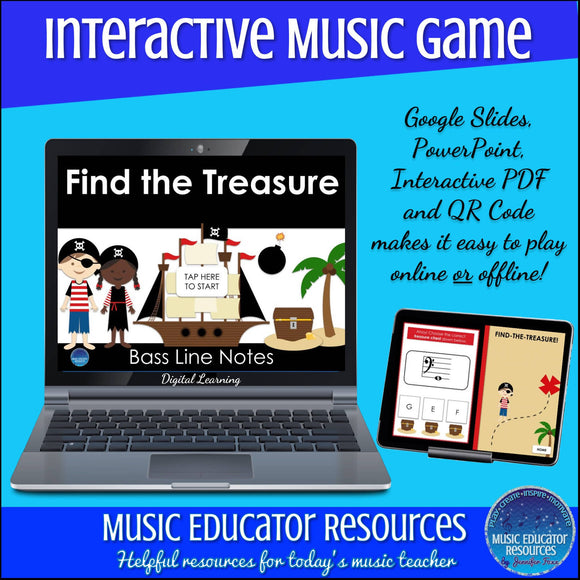 Find the Treasure | Bass Line Notes | Interactive Digital Music Game
