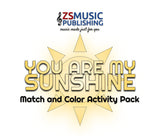 You Are My Sunshine Match and Color Activity Pages