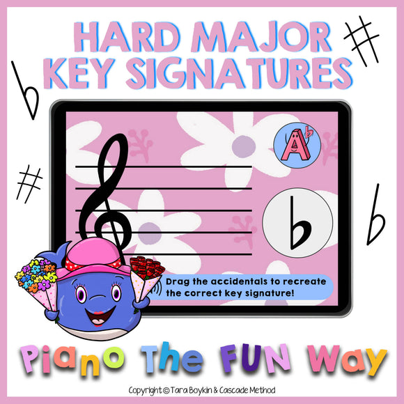 Boom Cards: Hard Major Key Signatures (White Keys, Cm to Bm)