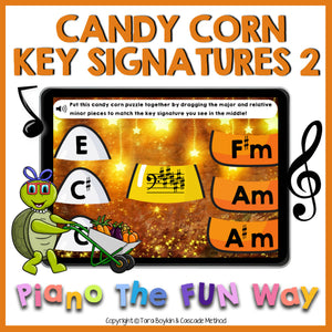 Boom Cards: Candy Corn Sharp Key Signatures Level 2 (Bass)