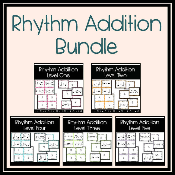 Rhythm Addition Math Equations Bundle: Levels One - Five