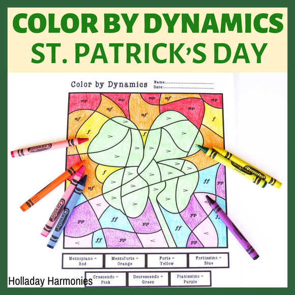 St. Patrick’s Day Color by Dynamics Worksheets | Music Dynamics Activities