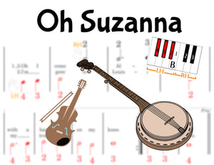 Oh Suzanna - Pre-staff Finger Number Notation on the Black Keys - INDIVIDUAL LICENSE