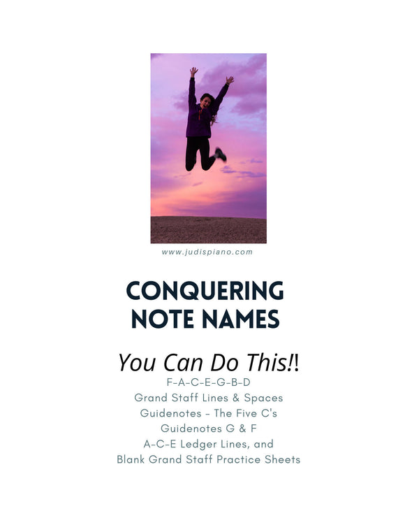 Conquering Note Names practice packet (JudisPiano)