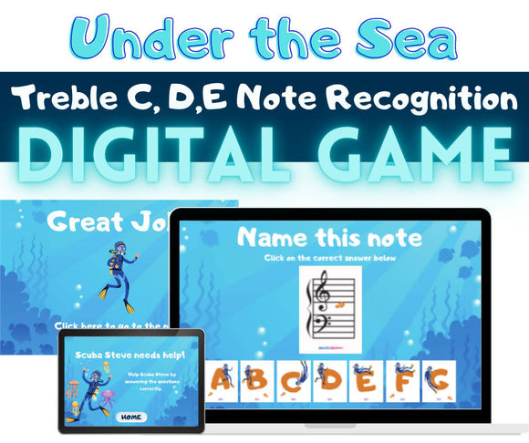 Under the Sea Freebie - Beginner Piano Digital Game | Treble C, D, E