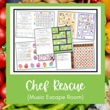 Chef Rescue (Food Themed Music Theory Activities) | Escape Room, Worksheets, Games, Composition Activity