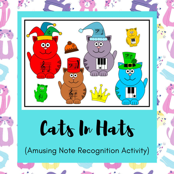 Note Recognization Game Cats in Hats | Note Recognition Game – Music Teacher Resources