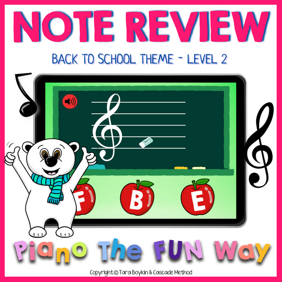 Boom Cards: Note Review Back to School Theme Level 2