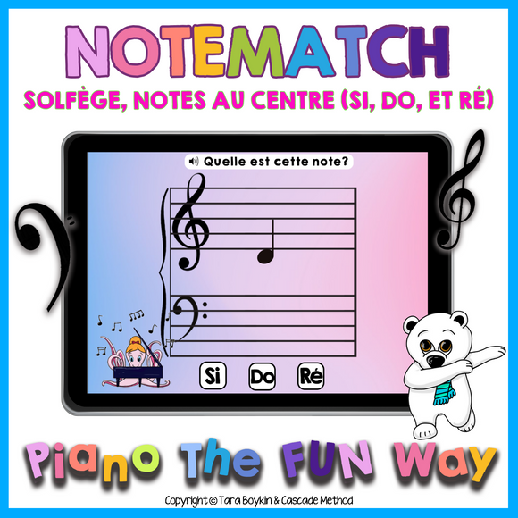 Re Adding Notes Boom Cards: NoteMatch Solfège, Notes Au Centre (Si, Do, et Ré) – Music ...