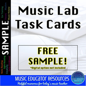 Music Lab Task Cards | FREE SAMPLE | Editable and Digital Options