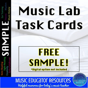 Task Cards Music Music Lab Task Cards | FREE SAMPLE | Editable and Digital Options ...