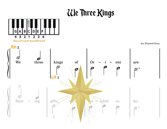 We Three Kings - Pre-staff Alpha Notation (Studio License)