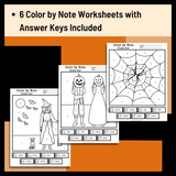 Halloween Color by Note - Treble and Bass Clef | Fall Music Activities