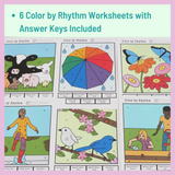 Spring Themed Color by Rhythm Worksheets | Springtime Music Activities