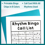 Music Rhythm Bingo Game - Quarter Note, Quarter Rest, Eighth Note
