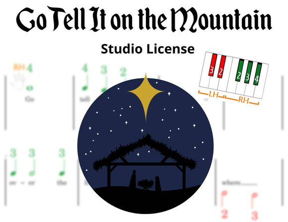 Go Tell It On the Mountain - Pre-staff Finger Numbers on Black Keys - Studio License
