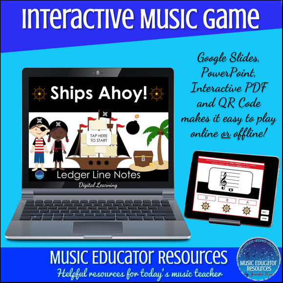 Ships Ahoy | Treble and Bass Ledger Line Notes | Interactive Digital Music Game