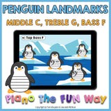 Boom Cards: Penguin Landmarks (Middle C, Treble G, Bass F)