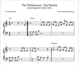 THE WELLERMAN (Sea Shanty) MULTIPLE LEVEL piano solo with lyrics & chord symbols, arr. by JudisPiano - studio license
