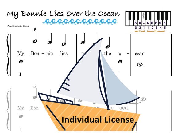 My Bonnie lies over the Ocean - Pre-Staff Alpha Notation INDIVIDUAL LICENSE