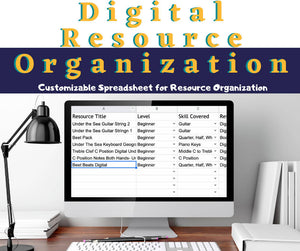 Digital Resource Organization Spreadsheet
