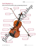 Parts of the Violin Worksheets and Flashcards